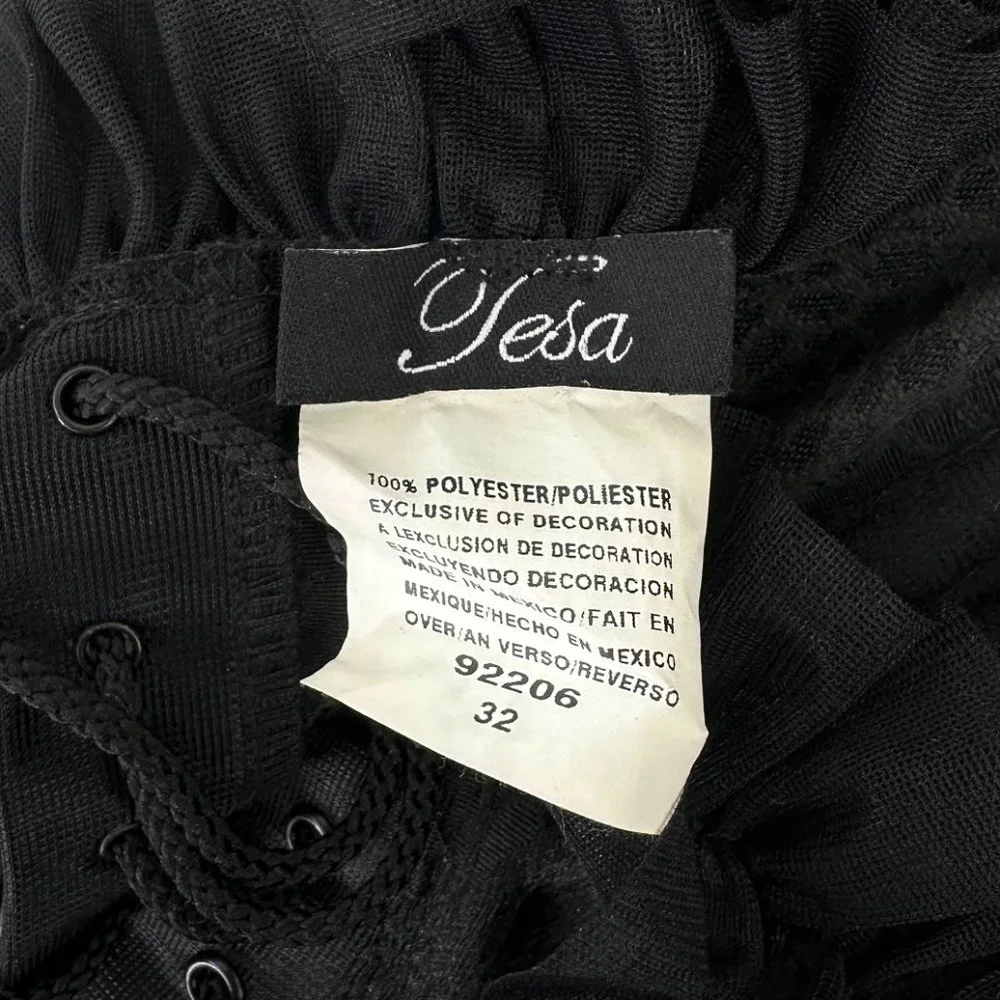 Vintage Tesa Black Floral Embroidered Corset Top sz 32 - Picture 5 of 5